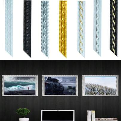 1 Meter Self-Adhesive PVC Decorative Trim, Faux Plaster European Style Molding For Door Frames, Windows And TV Wall Background, Waterproof With Striped Pattern Design