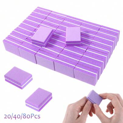 20/40/80 st. nagelpoleringsblock, mininagelbuffertar, lämpliga för akryl- och naturliga naglar, 100/180 grit nagelpoleringsblock, bulknagelbuffertar, professionellt manikyrfilset, rosa