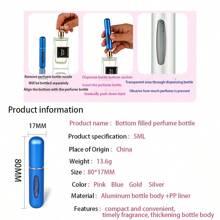 5ml Metal Case Perfume Refill Bottle Mini Spray, Portable Perfume Bottle With Refill Base Travel Essentials Travel School School Supplies Holiday Camping Holiday Essentials Vacation Accessories Perfume For Women Perfume For Men Perfume Beach - Blue - View 2