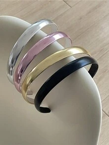 1/4 件女士光面窄头带，简约时尚发夹，齐刘海，优雅女士发饰 - 彩色 - 查看 5