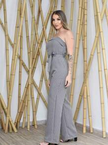 Strapless Pantalona Jumpsuit With Bulges And Contrasting Waist Pockets - 彩色 - 查看 2