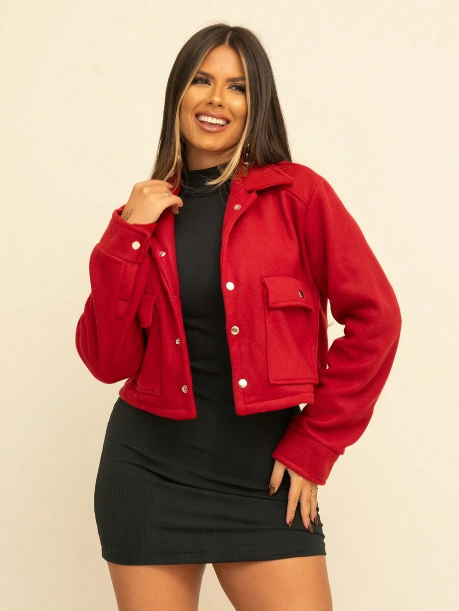 Women's Soft Fleece Bomber Jacket - Red - View 1