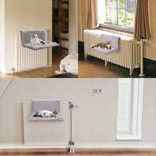 Nobleza Cama de Radiador para Gatos y Perros,Calentito Suave de Felpa Cama para Mascotas,con extraíble resistente y duradero marco de metal,Gris,48*30*25cm - Gris - Ver 7