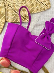 Cropped Top With Bow Tie Bulge2024 - Màu tím - Xem 3