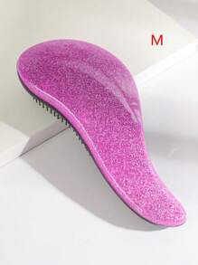 1個閃亮超大號女性簡潔便攜式氣墊按摩髮刷,家用及旅行必備,可除去所有類型的頭髮塵垢 - 粉色 - 查看 9