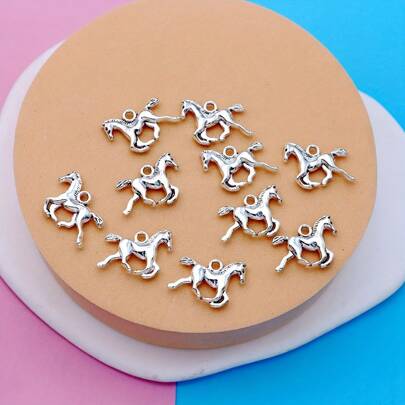10pcs Vintage Horse Charms For European Beads Jewelry Making - DIY Handmade Craft (20x14mm) - Antique Silver