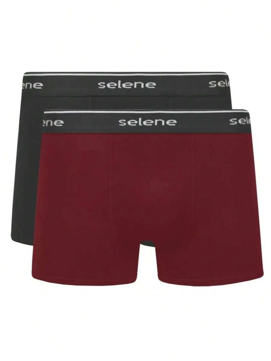 Kit 2 Men's Boxer Briefs Selene Cotton Comfortable Box - Màu Đỏ Sâu - Xem 1