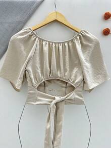 Dune Cropped Top With Princess Sleeves - Lạc đà - Xem 3