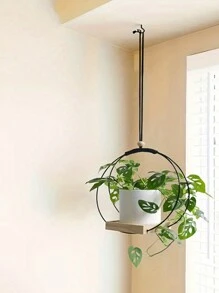 1pc Bohemian Hanging Basket Tassel Circular Hanging Plant Bracket Aerial Green Plant Flower Rack Metal Plant