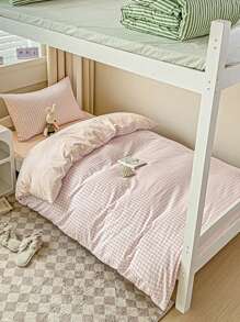 4pcs/Set Student Dormitory Bedding Set, 1pc Duvet Cover + 1pc Flat Sheet + 2pcs Pillowcases, Double-Sided Printed, Skin-Friendly, Absorbent, Soft Touch, Durable, No Optical Brighteners, Can Be Slept Naked, Antibacterial, Thick & Warm, Suitable For Bedroom, Guest Room, Student Dorm, Kids Room, All Seasons