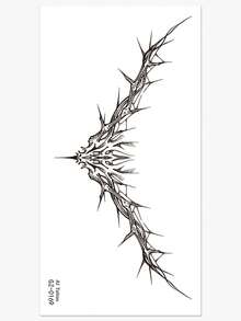 1 pieza Tatuaje adhesivo de corona de espinas de tamaño grande, apto para tatuaje en la cintura y la espalda - Negro - Ver 2