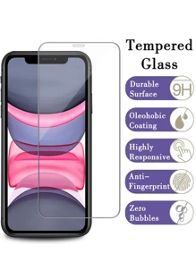 3-częściowa folia ochronna ze szkła hartowanego kompatybilna z iPhone 11 12 13 Mini 14 Pro XS Max X XR 6 6S 7 8 Plus SE2 SE3 15 16 Pro Max - Przezroczysty - Zobacz 2