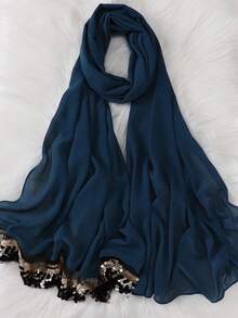 1件女士亮片雪纺穆斯林头巾 - 彩色 - 查看 6