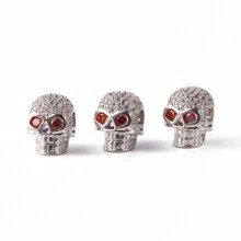 3 pezzi di perline in metallo a forma di cuore e teschio con zirconi micro pavé per la realizzazione fai da te di braccialetti, collane e accessori gioielleria