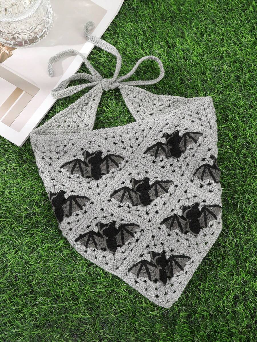 1 chiếc khăn quàng cổ tam giác dệt kim màu xám hình con dơi, khăn bandana trang trí, khăn trùm đầu, khăn buộc tóc, khăn quàng cổ mùa thu đông cho nữ, băng đô cài tóc, phụ kiện tóc cho nữ, nơ cài tóc cho trang phục đi nghỉ mát, trang phục mùa hè, du lịch, sinh nhật. - Xám - Xem 1
