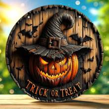 1pc Rustic Wooden Halloween Logo Listing Wreath, Autumn Wreath Logo Can Be Hung Directly With Rope, Used For Home Kitchen Garden Courtyard Courtyard Indoor Outdoor Decoration, Window Decoration, Porch Decoration, Wall Decoration, Room Decoration, Home Decoration Birthday Halloween Decor Fall Decor Autumn Decor - Multicolor - View 5