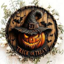 1pc Rustic Wooden Halloween Logo Listing Wreath, Autumn Wreath Logo Can Be Hung Directly With Rope, Used For Home Kitchen Garden Courtyard Courtyard Indoor Outdoor Decoration, Window Decoration, Porch Decoration, Wall Decoration, Room Decoration, Home Decoration Birthday Halloween Decor Fall Decor Autumn Decor - Multicolor - View 4