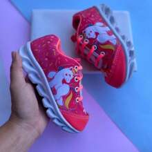 Unicorn Children's Sneakers Kit With Slippers For Girl With Colorful LED Flashing Light - Màu Hồng Tươi - Xem 6