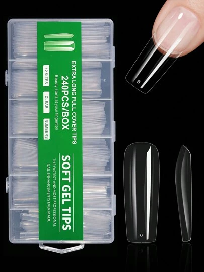 240Pcs Xxl False Nails Super Long Ballerina Nails Press On Nail Full Cover Matte Gel Tips Nail Art American Capsule Fake Tips Nail Supplies Nails