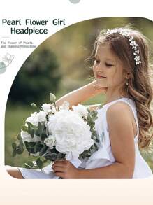 1 pieza Tocado de niña de las flores, accesorio para el cabello de niña de las flores, diadema de boda plateada para niñas, accesorios de cabello de princesa con cristal y perla para cumpleaños, fiesta, primera comunión, boda