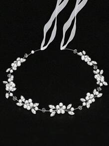 1 pieza Tocado de niña de las flores, accesorio para el cabello de niña de las flores, diadema de boda plateada para niñas, accesorios de cabello de princesa con cristal y perla para cumpleaños, fiesta, primera comunión, boda
