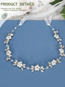 1 pieza Tocado de niña de las flores, accesorio para el cabello de niña de las flores, diadema de boda plateada para niñas, accesorios de cabello de princesa con cristal y perla para cumpleaños, fiesta, primera comunión, boda