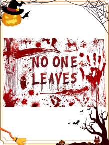 1 件万圣节主题血手背景聚乙烯材料字母血腥印花装饰横幅，适用于万圣节、亡灵节、恐怖主题派对氛围装饰道具、血腥派对、惊悚生日舞会背景、圣诞节 - 彩色 - 查看 13