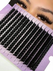 HBZGTLAD 224Pcs/ Set 14Rows 160Roots 0.05mm Soft Lash Mink Fur Eyelashes 9-16mm Mixed Length 3D Russian Volume Lash Individual Lashes Makeup Black Lashes Purple Box Packaging Lash Clusters,Eye Lash Clusters,Individual Eyelashes,Lashes,Fake Lashes - Black - View 1