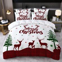 2/3pcs Digital Print Bedding Set (1 Duvet Cover + 1/2 Pillow Case), Suitable For Home, Student Dormitory, Adults - Cute Cartoon, Spaceship, Mix Color, Minimalist Nordic, Christmas, Little Deer, Santa Claus - Multicolor - View 5