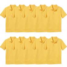 10-Pack School Uniform Tagless Polo Shirts For Boys - Yellow - View 1