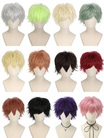 12-Inch Multistyle Synthetic Wig, High Temperature Fiber Wig For Cosplay, Party, And Daily Wear