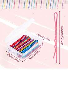 Bobby Pins For Thick Hair,100 Pcs Colorful Hair Grips Kit In Plastic Box Metal Hair Pins Hair Styling Clips For Women Girls (5.5cm/2.2 Inches) - Multicolor - View 3