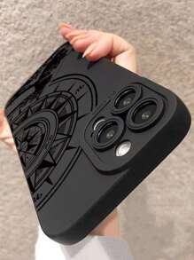 1pc Wave Stone Pattern Anti-Fall Mobile Phone Case Compatible With IPhone 15/15 Pro Max/14/13/12/11/7/8/XS/11 Pro - Black - View 4