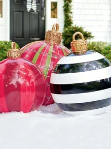 1 Pc 60cm Giant Inflatable Christmas Decoration Ball Ornament - Weather-Resistant PVC Material, Uncharged, No Electricity Required, Perfect For Outdoor Holiday Yard Lawn Porch Easter Decoration,Christmas - 1pc - View 7