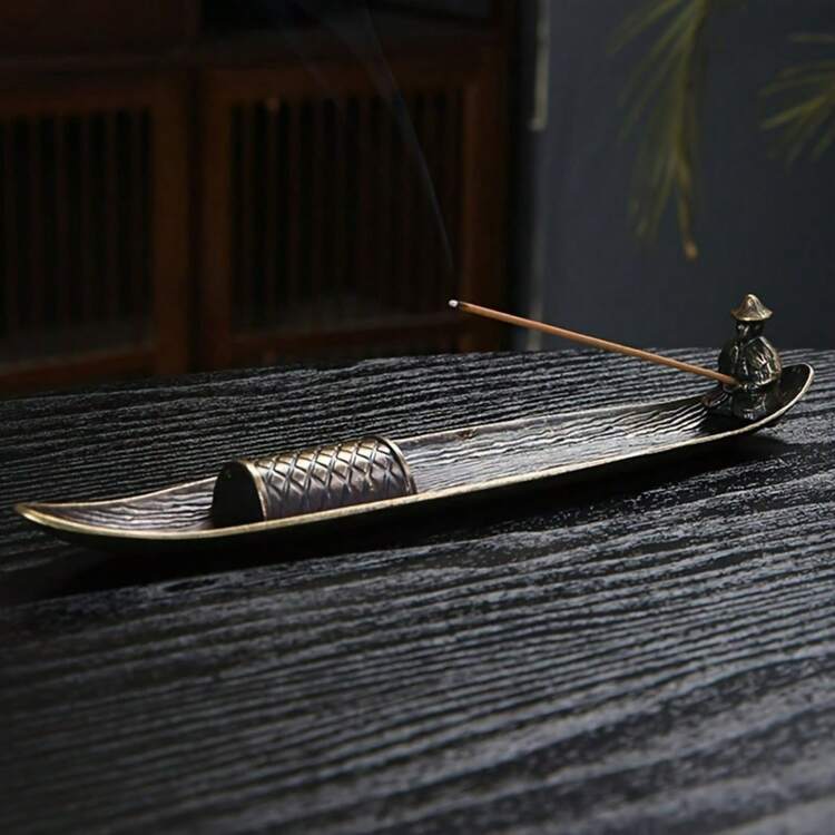 1PC Vintage Nautical Metal Incense Burner - Unique Old Fisherman Fishing Boat Style Design, Metal Incense Holder,Functional Incense Holder For Aromatic Pleasure, Relaxing Home Decor & Sleep-Enhancing Table Ornament - Multicolor - View 4