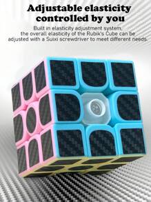 3x3x3 碳纤维魔方玩具，初学者适用，丝滑，经典 3 层拼图玩具，颜色多样，缓解压力和提高魔方速度 - 粉色 - 查看 10