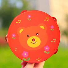 6-Inch Hand Held Rattle Drum, Wooden Hand Drum Toy For Students Performance, Cartoon Style Musical Instrument - Multicolor - View 4
