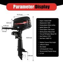 6.5HP 4-Stroke Outboard Motor Gasoline Boat Engine CDI Water Cooling System 4-Stroke 6.5HP Outboard Motor Boat Marine Engine Water-Cooling System 12L 123CC - Black - View 2