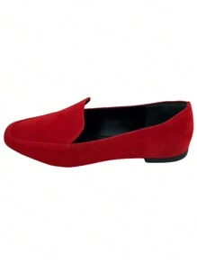 Kit 2 Pairs Women's Moccasin Shoes Donatella Shoes Square Toe Plain Suede Classic Casual Ounce And Miscellaneous - 紅色 - 查看 3