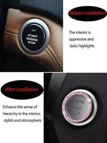 1-Key Start Decorative Ring, Switch Protective Cover, Crystal Rhinestone Car Interior Decor Sticker - Multicolor - View 3