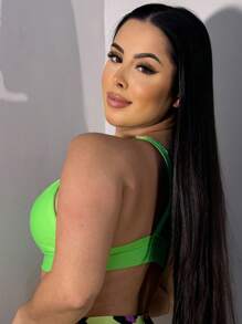 Top Fitness Gym Colors Comfortable With Lining - Lime Green - View 2