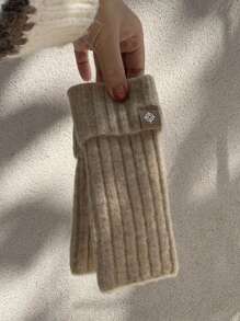 Women's Solid Half Fingerless Cuffed Knitted Gloves, Soft Warm For Fall & Winter, Suitable For Writing & Keeping Warm - Multicolor - View 6