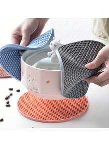 1 件厨房硅胶手套、烧烤烤箱手套、耐热手套 BBQ 厨房硅胶烤箱手套、用于烧烤、烹饪、烘焙的硅胶烤箱手套、加厚硅胶蜂窝垫防滑圆形耐高温餐垫盘垫碗垫锅垫微波炉防烫手套厨房工具烹饪厨房台面桌垫 - 灰色 - 查看 7