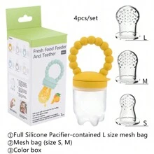 4pcs Silicone Fruit & Vegetable Feeder For Babies - Easy To Use Food Supplement Pacifier With Handle - Ideal Gift For Christmas, Halloween, And Thanksgiving Day