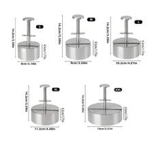 1 件不锈钢 304 弹簧圆形汉堡肉饼压模器，银色，多种尺寸可选，食物塑形工具，肉饼模具，适用于肉类