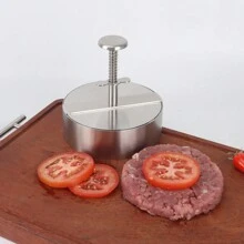 1 件不锈钢 304 弹簧圆形汉堡肉饼压模器，银色，多种尺寸可选，食物塑形工具，肉饼模具，适用于肉类