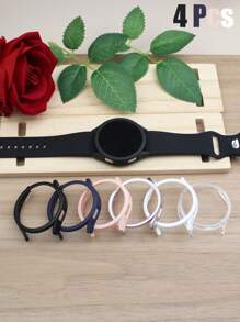 6pcs Galaxy Watch Protective Case, 6 Color Combinations, Unisex, Fashionable Sports & Casual, Shockproof & Scratch-Resistant Hard PC Hollow Watch Protector, Compatible With Samsung Galaxy Watch 4/5/6/7 40mm/44mm, Lightweight & Sensitive, Touchscreen, Convenient Charging, Extremely Protective. - Transparent + Black + Starlight + Pink + White + Midnight Blue - View 2