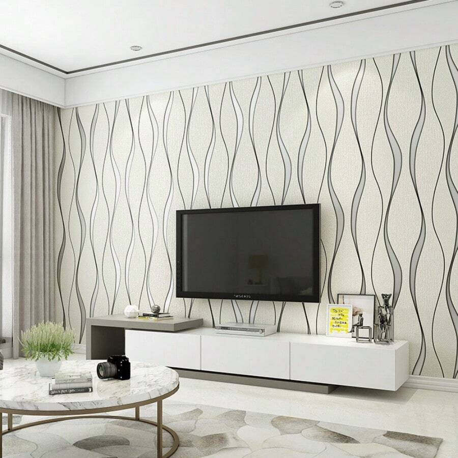 1 Roll 3D Water Wave Textured Simple & Fashionable Wallpaper, Non-Woven Fabric  Material, Suitable For Decorating Living Room, Bedroom And Kitchen Walls
