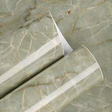 Green Marble Self-Adhesive Vinyl Wallpaper - Waterproof, Removable, Peel And Stick Decor For Living Room, Kitchen, Bedroom, Dormitory, And Furniture Refurbishment - Easy Installation, Random Pattern Match, And Aesthetic Design