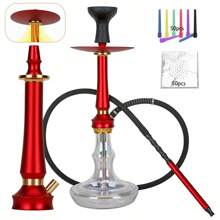 54CM/21.25inch Aluminum Alloy Hookah Set, Includes 50PCS Long Mouthpieces, 50PCS Aluminum Foil Papers, Silicone Hose, Spring, Silicone Bowl, Aluminum Handle, Carbon Clip - one-size - View 9
